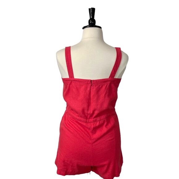 Gap Women's Romper Pink Adjustable Straps Linen Blend Salmon Pink New Size 14 - Picture 4 of 13
